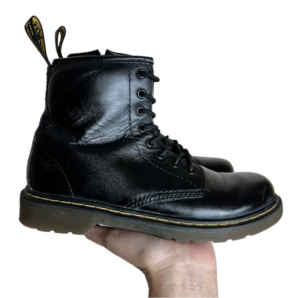 Doc DR Martens Delaney Boots 1460 Lace-Up black combat Unisex Kids Size 3 - Picture 3 of 17
